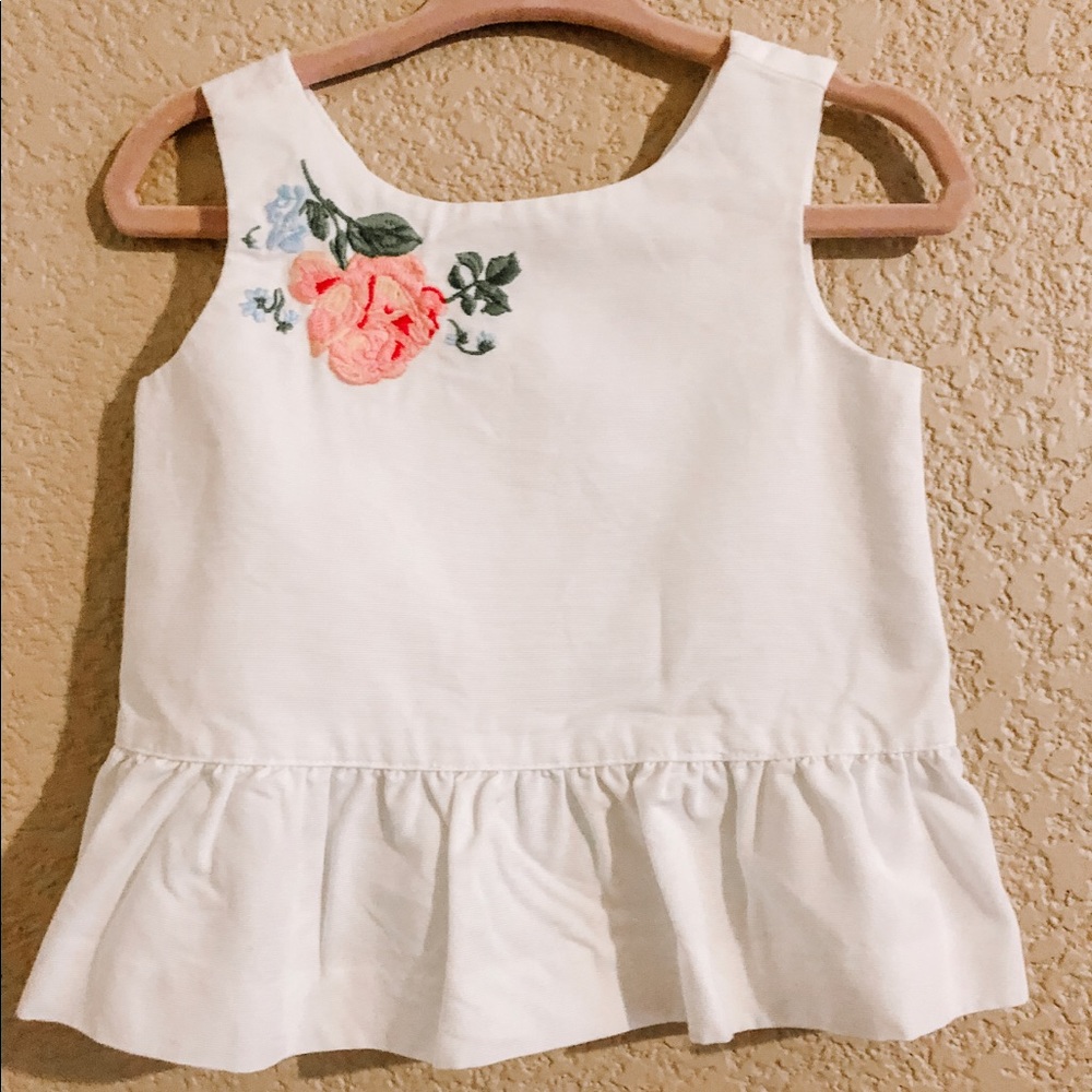 Janie and Jack white peplum flowers top shirt